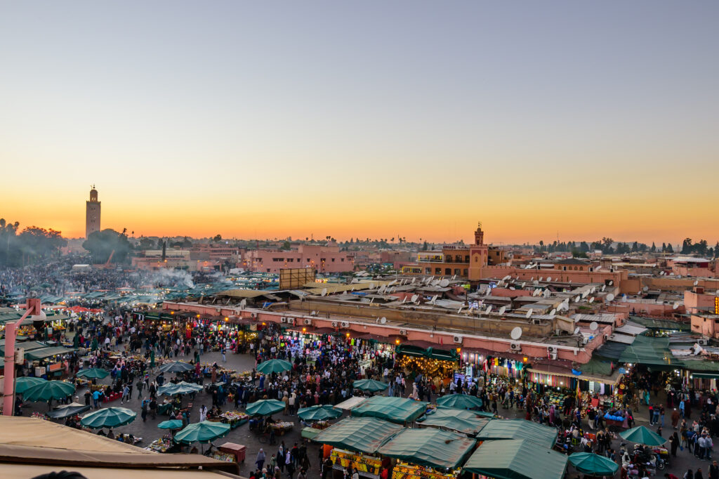 Marrakech, Morocco December 9, 2018: Jamaa El Fna Market Squar Marrakech, Morocco December 9, 2018: Jamaa El Fna Market Squar